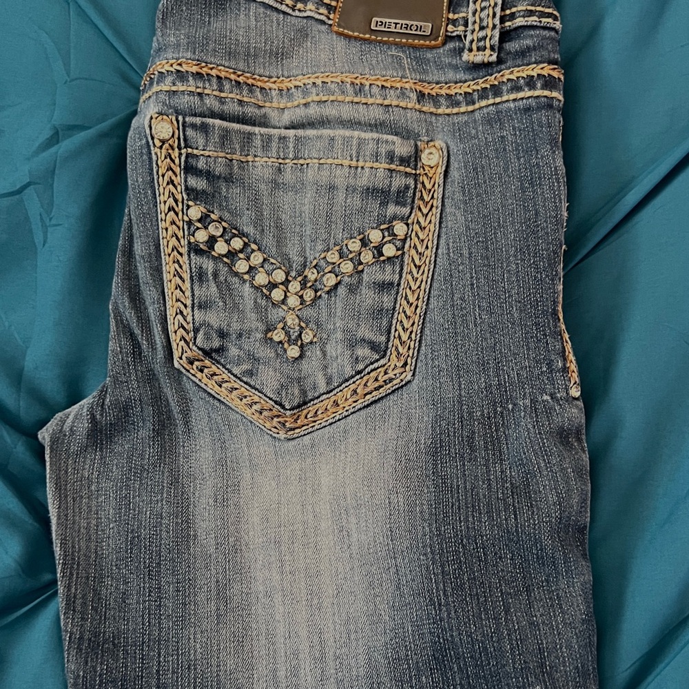 Petrol Women's Studded Blue Boot Cut Jeans